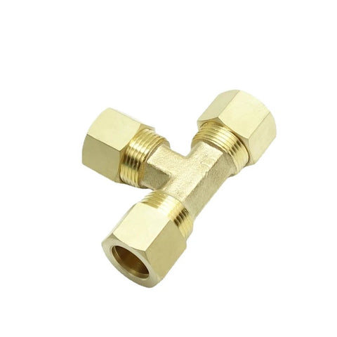 Brass compression T-fitting union tee, 1/2 in. tube OD, three male threaded ends