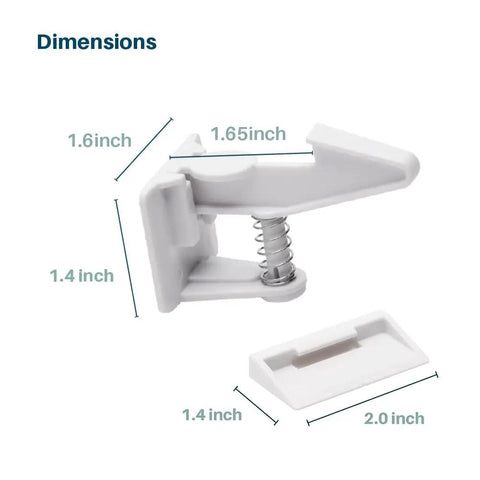 Dimensions of 16 Pack Cabinet Locks Standard Length With 3M Adhesive No Drilling No Tools Required Child Safety Latches shown