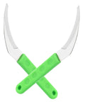 Go-To 4 Pack Stainless Steel Weeding Sickle Set For Easy Grass Cutting Harvesting And Weeding In Gardens And Farms, two crossed sickles
