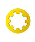 Yellow round vacuum pump coupler sleeve with star-shaped inner bore, PR-6 compatible