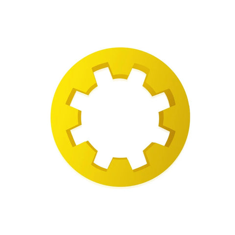 Yellow round vacuum pump coupler sleeve with star-shaped inner bore, PR-6 compatible