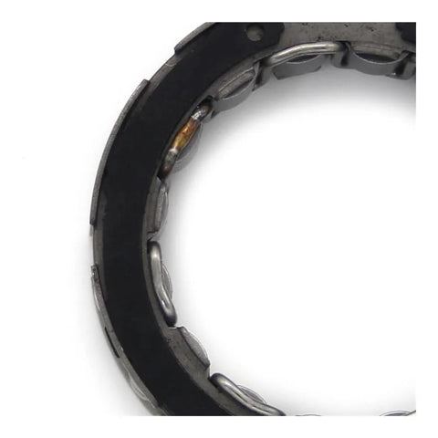 Close-up of Beefy One Way Starter Bearing for Motorcycle Clutch Engages The Engine Smoothly And Prevents Back Spin Direct Fit Replacement.