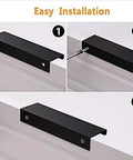 Installation steps for 1.38 Inch Black Finger Edge Pulls For Cabinets 10 Pack Aluminum Alloy Back Mount Concealed Handles