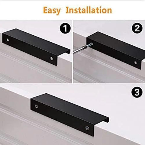 Installation steps for 1.38 Inch Black Finger Edge Pulls For Cabinets 10 Pack Aluminum Alloy Back Mount Concealed Handles