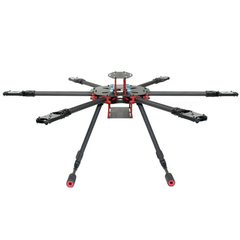 650mm Folding Carbon Fiber FPV Drone Frame Kit With Six Foldable Arms and Landing Gear Skid, front view