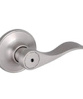 Brass Privacy Door Lever And 3 Pack Hinges In Satin Nickel Finish, Reversible Handle For Bedroom Or Bathroom Interior Doors