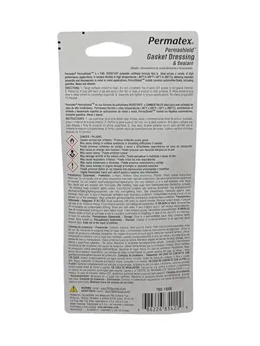 Fuel-Resistant Gasket Dressing And Sealant, Orange, 2 Oz Tube packaging back view with instructions, suitable for automotive