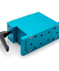 Pro Grade High Precision Flexible Claw Fixture Clamp For CNC And Laser Marking Machines In Blue With A 30 By 79 Millimeter Workholding Area SUS Stainless Steel Adaptive Gripper For Precise Positioning.