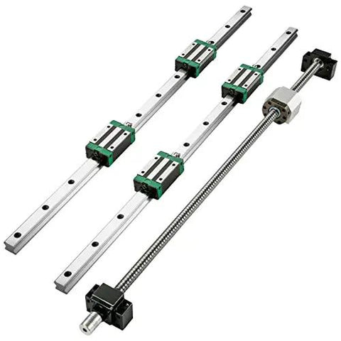 Two HGR20 1500 mm Linear Guide Rails Kit With Four Blocks And RM1605 1500 mm Ballscrew BF12 BK12 Kit Pre Drilled Holes
