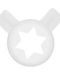Six Point Star Ice Cream Nozzle Replacement For Soft Serve Machines Hexagon Shaping Tip in white plastic, top view