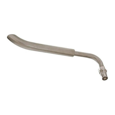 70560 Return, Oil Faucet Male, 11.875" shiny stainless steel faucet with curved spout for kitchen plumbing.