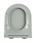 Modern Gray D Shaped Toilet Seat Featuring Soft Close Lids And No Fuss Quick Release Design Fits Standard Oval Pans top view