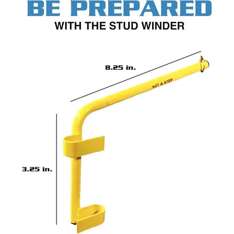 Yellow Spool Tools Stud Winder Portable All Steel Wire Spool Holder Dispenser for fast load dispensing, dimensions shown