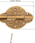 Two Pack Brass Wooden Jewelry Box Cabinet Door Embossed Decorative Hinge 4.3x3.1 cm with screw, antique finish