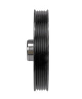 Side view of Saturn Aura Harmonic Balancer 2007 2008 Black Serpentine Drive Belt Type Keyway Replacement Part For OEM 12555691