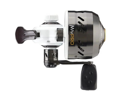 Max Pro Spincast Reel Size 10 QuadCam Pickup System Teflon Twin Cam Lightweight Aluminum Body with Machined Spool
