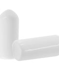 Fifty Pack White Rubber Screw Thread End Caps One Quarter Inch Six Millimeter Precision Furniture Leg Protectors showing two caps.