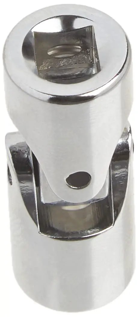 Close-up of angled joint on 12-Piece One Quarter Inch Drive Flex Socket Set, 6-Point Metric, Loctite Pins Prevent Loosening