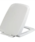 Top Shelf Soft Close Toilet Seat With Adjustable Top Mount Hinges Thick Reinforced Lid in white color, showcasing the smooth glide design.