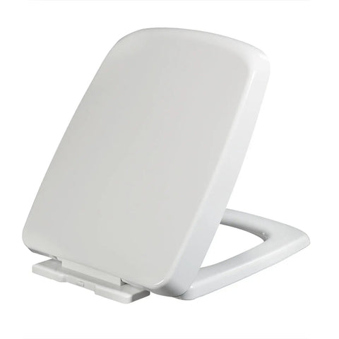 Top Shelf Soft Close Toilet Seat With Adjustable Top Mount Hinges Thick Reinforced Lid in white color, showcasing the smooth glide design.