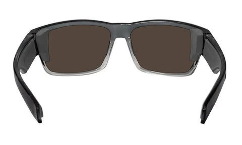 Wraparound Safety Shades With Polarized Ice Blue Mirrored Lenses And Plush Foam Seals For A Non Slip Comfort Fit Lightweight Heavy Duty Work Eyewear viewed from rear angle.