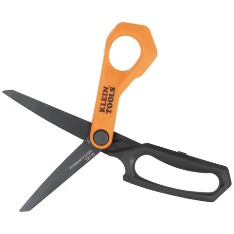 Titanium-Coated Professional Scissors For Heavy-Duty Cutting, stainless steel shears, orange and black handles, 10-inch