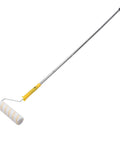 Pro Grade Paint Roller Kit Featuring Bend Resistant Stainless Steel Rods And A Nifty Drip Free Metal Tray with a yellow handle roller brush.