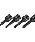 Heavy Duty 3/8 Inch Drive Socket Adapter Kit With PH1 To PH4 Phillips Bits Plus High Strength Chrome Steel Screwdriver Bit Holder Impact Wrench Extension For Tight Spots And Tough Jobs Guaranteed Performance, 4 black PH bits