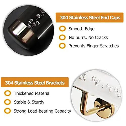 Top Shelf Indoor Acrylic Stair Handrail With Gold Wall Mount Brackets Built Tough Anti Slip Safety Grip Rail For Home Renovation Projects Custom Lengths Ready To Go, featuring 304 stainless steel end caps and brackets.