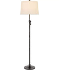 Three Way 150W Riverwood Metal Floor Lamp With Adjustable Height And Weighted Base Featuring A Sturdy Hardback Tapered Fabric Drum Shade In Silver Finish