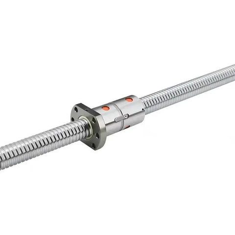 CNC Ball Screw With Flange 25mm Guide, 200mm To 2500mm Length, Lead Pitch 5mm Or 10mm, Single Nut Or Double Nut, Right Hand Threads, low friction ball screw with flange