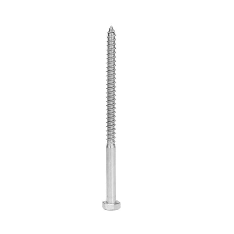 Single Rugged A2 70 Stainless Steel Hex Lag Screw Self Tapping Wood Screw for DIY Carpentry and Wood Structures, M8 X 140Mm