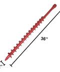 Red 2 Inch Diameter Earth Auger Bit, 36 Inch Long With Fishtail Point For Decks, Mailboxes, Fences, Tree Planting, Heavy Duty All Steel
