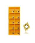 Pro Grade 50 Pack CCMT21.51 CCMT060204 Carbide Turning Inserts, multilayer coated, for lathe tool holders, in yellow case
