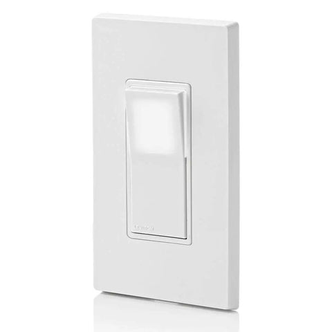 Decora LED Illuminated 15 Amp Single-Pole Wall Switch, No Neutral Required, White, front view