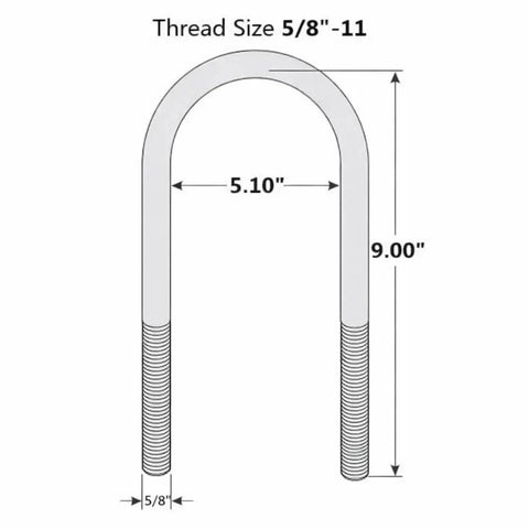 Trailer Axle Bolt Kit for 9K 10K GD Axles Five Eighths Inch U Bolt by Nine Inches Fits Two Point Five Inch Springs Heavy Duty Trailer Connection Reduces Wobble and Movement During Transport Truck Ready, 5/8-11 thread, 9 in