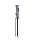Premium Solid Carbide Two Flute End Mill With TiAlN Coating, vertical view, designed for heavy duty CNC machining.