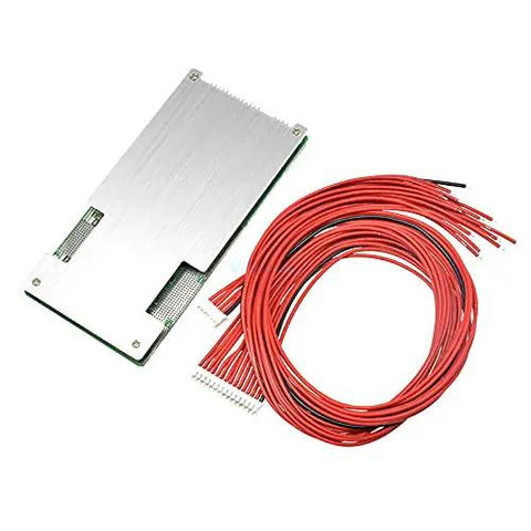 Heavy Duty 72V 20S BMS PCB Rollin With A Sweet 45A Discharge For 18650 Batteries And Lifepo4 Cells Featuring Top Shelf Overcharge Guards And Quick Cell Balancing For Your E Rig, with red wires.