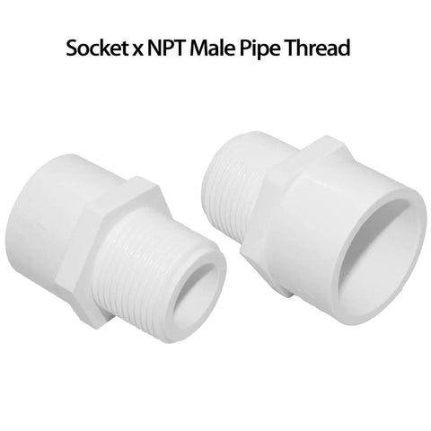 One Half Inch PVC Pipe Fitting Adapter Union Coupling Schedule 40 Slip Socket To NPT Male Thread Pack Of 10