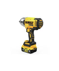 Cordless 20V Max XR Half Inch High Torque Impact Wrench Kit With Hog Ring Anvil Delivers 1030 Ft-Lbs Fastening Torque And 1400 Ft-Lbs Breakaway Torque Four Mode Variable Speed Trigger For Tough Jobs displayed with yellow and black design