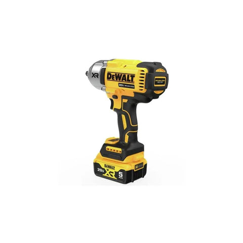Cordless 20V Max XR Half Inch High Torque Impact Wrench Kit With Hog Ring Anvil Delivers 1030 Ft-Lbs Fastening Torque And 1400 Ft-Lbs Breakaway Torque Four Mode Variable Speed Trigger For Tough Jobs displayed with yellow and black design