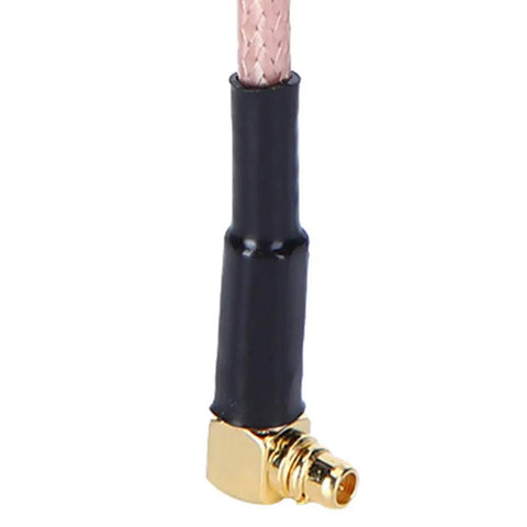 Close-up of UFL connector on Red Bendable High Gain 5.8GHz LHCP Antenna for RC Drones Directional FPV Antenna 3dBi Boost