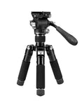 Mini Tripod With Hydraulic Head For Mini And 3 Smart Telescopes with built-in bubble level and adjustable legs, front view.