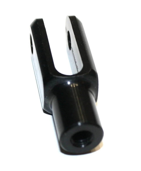 Throttle Rod Clevis Kit With 6061 Billet Aluminum Black Anodized Finish For Go Kart Racing close-up view of single clevis