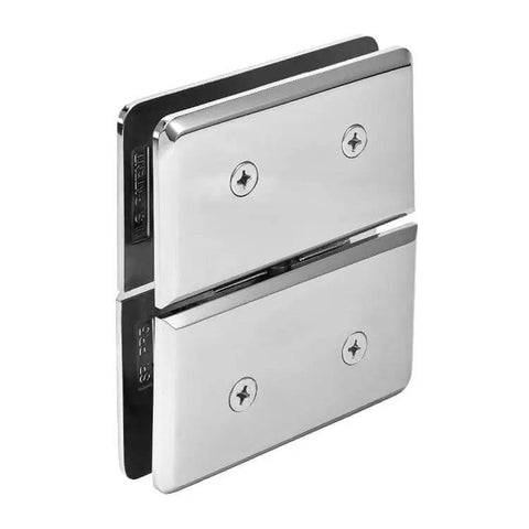 Senior Prima 02 Series Glass To Glass Mount Hinge In Polished Chrome Top And Bottom Mount Design For Maximum Glass Exposure