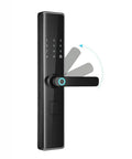 Game Changing Smart Door Lock With Smooth Fingerprint Recognition Password Keyless Entry Remote Control Auto Locking And Anti Spoof Technology For Hassle Free Rock Solid Home Security shown with a sleek black finish and fingerprint access.