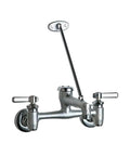 Wall Mount Adjustable Center Service Sink Faucet in Rough Chrome Finish for Utility and Commercial Sinks, front view