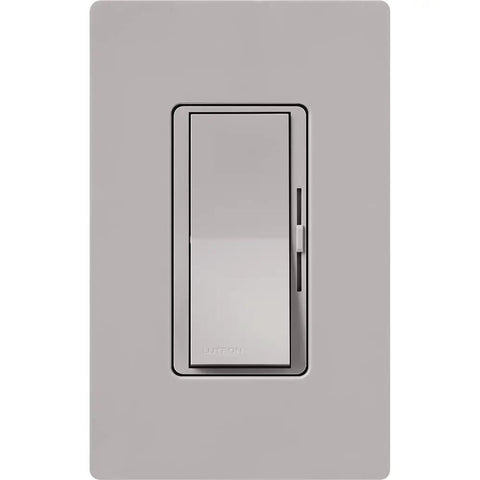 Top Tier Magnetic Low Voltage Dimmer Switch For 450 Watt 3 Way Wiring Setup Featuring Dead Smooth Glide Control And Built In Glow Night Light Feature In Gray, front view.