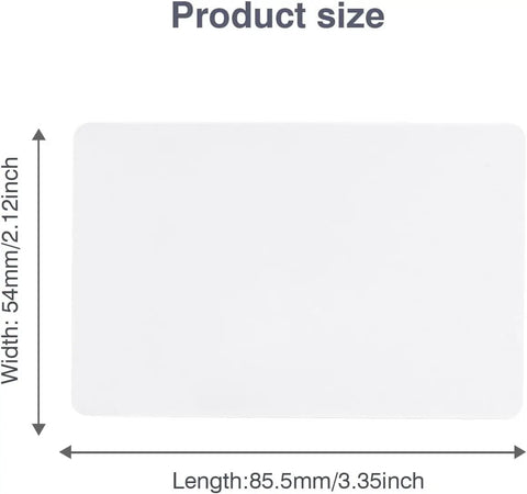 Top Shelf Blank PVC ID Badge Cards For Card Printers CR80 Standard White Stock 30 Mil Thick 1000 Pack Ready To Roll size dimensions