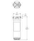 Technical diagram of WaterSentry VII Universal Filter Kit For Bottle Filling Stations Turns Any Nonfiltered Cooler Or Fountain Into Clean Filtered Water No Fuss SpaceSaving Compact Design QuickDisconnect One Quarter Turn Filters With Automatic Shutoff showing dimensions